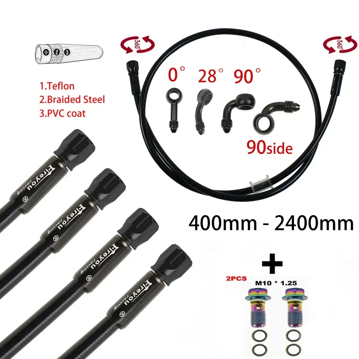 Brake Line Motorcycle - AN3 Gevlochten remslang motorfiets hydraulische koppelingsbuis